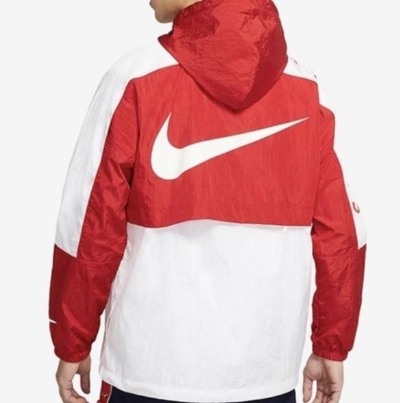 韓國代購 NIKE AS M NSW SWSH JKT WVN 男生 黑白色 字母 防風 薄款 連帽 防風外套 紅 黑-細節圖6