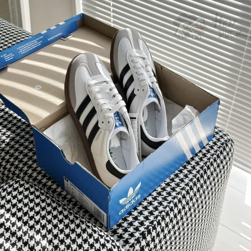 韓國代購 Adidas Originals Samba OG 灰白色 黑色 焦糖底 運動休閒鞋 男女款 B75806-細節圖2