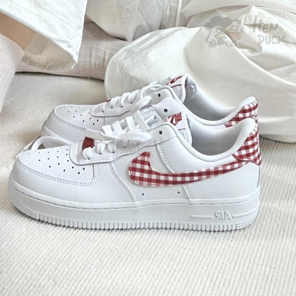 韓國代購 NIKE AIR FORCE 1 白紅 白藍 格子勾 運動休閒鞋 AF1 空軍一號 DZ2784-101-細節圖2