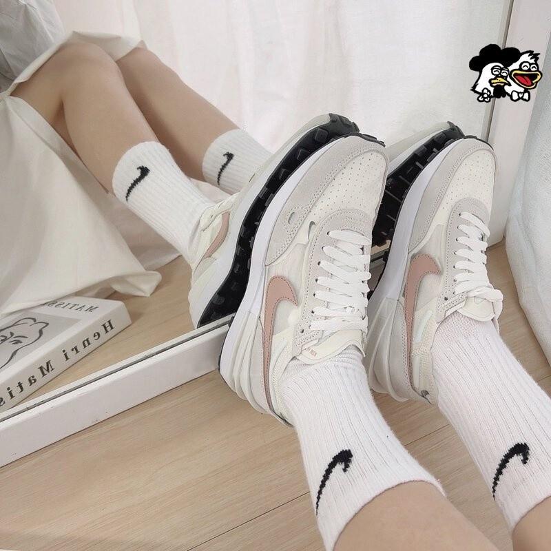 韓國代購 NIke waffle One 平民款 半透明 灰白 純黑 網面 透氣 運動休閒鞋 DA7995-100 男女-細節圖8