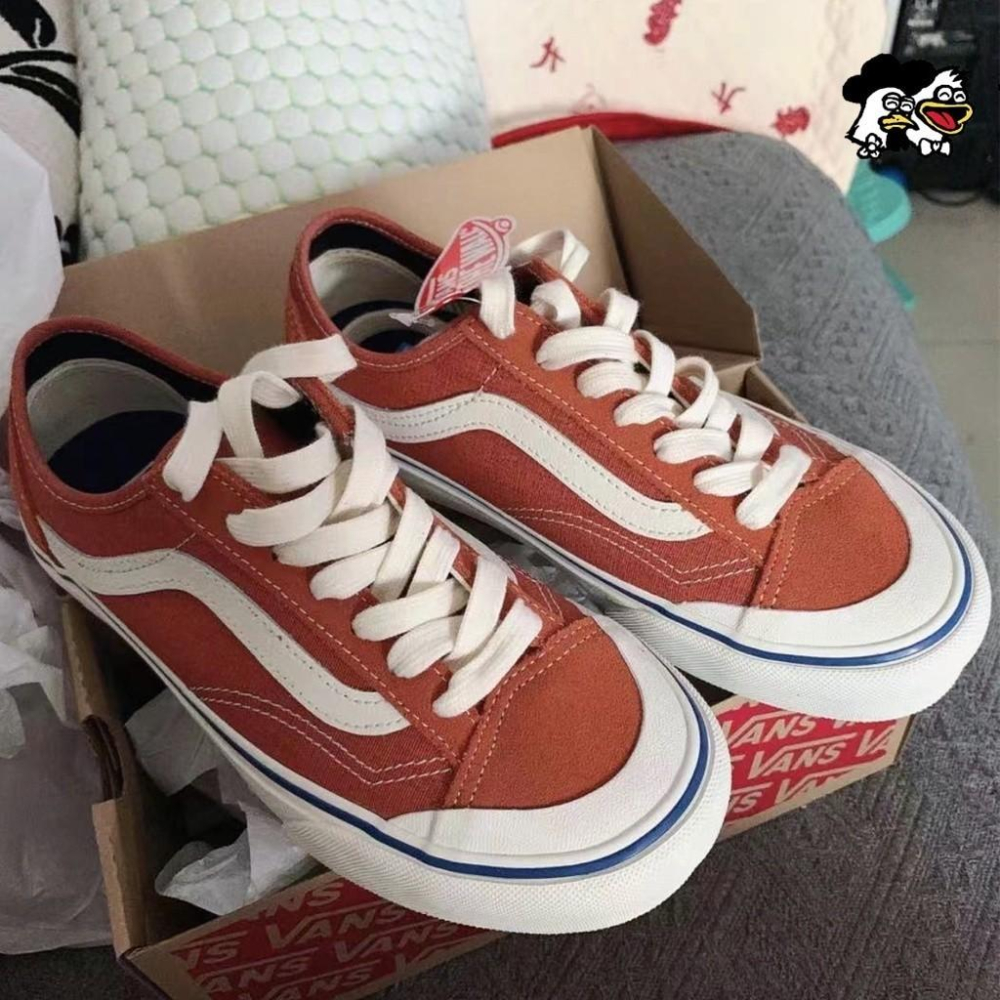 韓國代購 VANS STYLE 36 DECON 髒橘色 咖啡熊貓 鬆糕底 褐色 低筒 麂皮 帆布鞋 男女 情侶休閒鞋-細節圖2