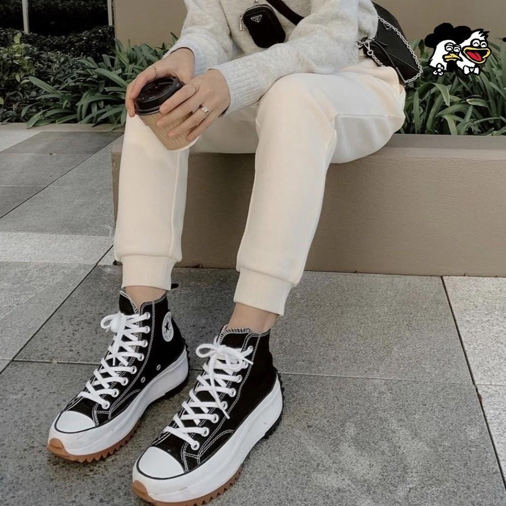 韓國代購 Converse Run Star Hike 厚底帆布鞋 黑色 白色 墨綠 鋸齒 增高 防滑 166800C-細節圖6