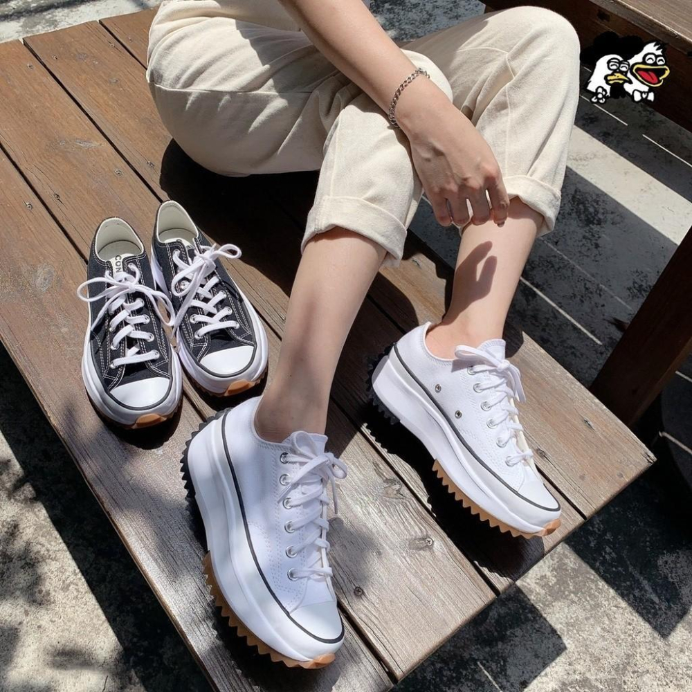 韓國代購 Converse Run Star Hike 厚底帆布鞋 黑色 白色 墨綠 鋸齒 增高 防滑 166800C-細節圖7