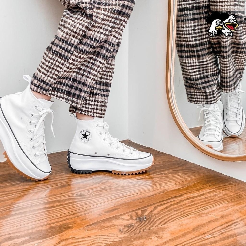 韓國代購 Converse Run Star Hike 厚底帆布鞋 黑色 白色 墨綠 鋸齒 增高 防滑 166800C-細節圖9