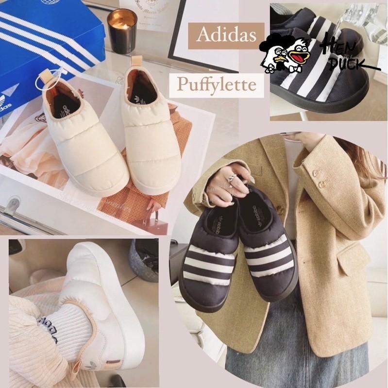 韓國代購 Adidas originals Puffylette 懶人拖鞋 麵包鞋 米白 防水 運動休閒鞋 HR1481-細節圖2
