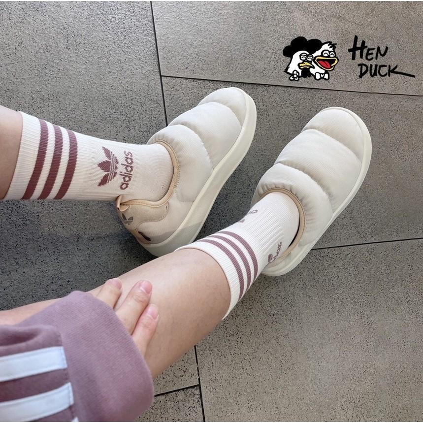 韓國代購 Adidas originals Puffylette 懶人拖鞋 麵包鞋 米白 防水 運動休閒鞋 HR1481-細節圖5