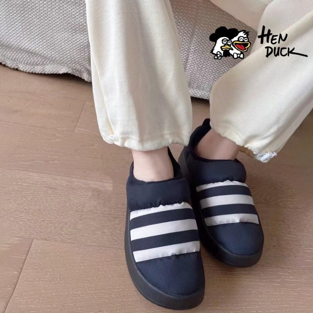 韓國代購 Adidas originals Puffylette 懶人拖鞋 麵包鞋 米白 防水 運動休閒鞋 HR1481-細節圖7