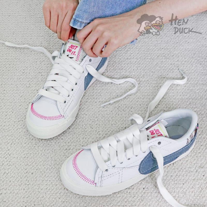 韓國代購 Nike Blazer Low Jumbo 白藍 牛仔帆布 休閒鞋 運動板鞋 女款 FJ7741-141-細節圖5