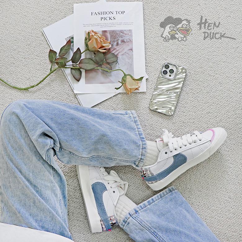 韓國代購 Nike Blazer Low Jumbo 白藍 牛仔帆布 休閒鞋 運動板鞋 女款 FJ7741-141-細節圖6