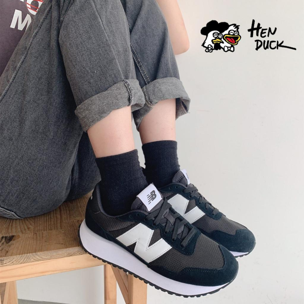 韓國代購 New balance 237 黑白色 米白色 增高款 復古 運動休閒鞋 慢跑鞋 情侶鞋 MS237CC/CB-細節圖5