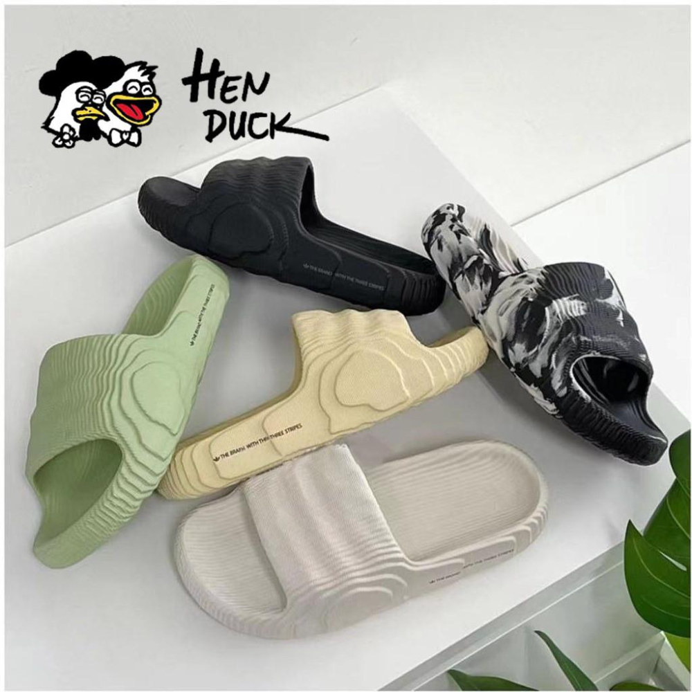 韓國代購 Adidas Adilette 22 米白色 黑 厚底 波浪紋 沙灘拖 一字拖 男女款 情侶鞋 GX6950-細節圖2