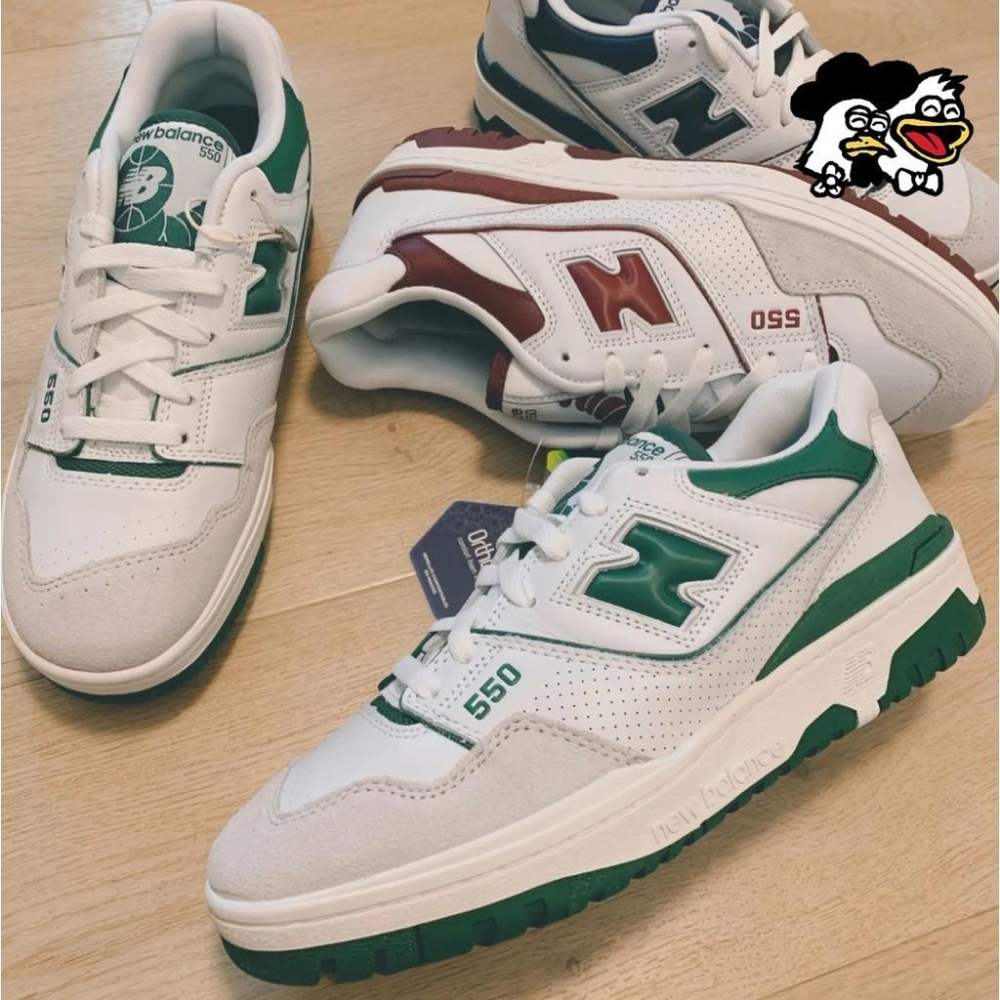 韓國kr代購 New balance 550 白綠 藏青色 復古籃球鞋 防滑 耐磨 NB550 輕便 BB550LWT-細節圖2