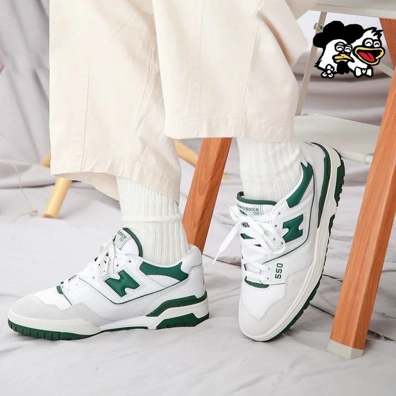 韓國kr代購 New balance 550 白綠 藏青色 復古籃球鞋 防滑 耐磨 NB550 輕便 BB550LWT-細節圖3