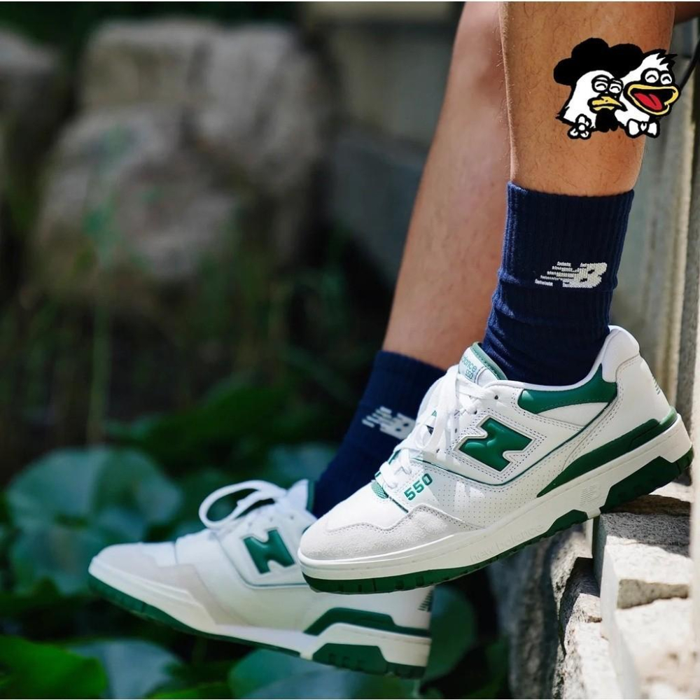 韓國kr代購 New balance 550 白綠 藏青色 復古籃球鞋 防滑 耐磨 NB550 輕便 BB550LWT-細節圖4