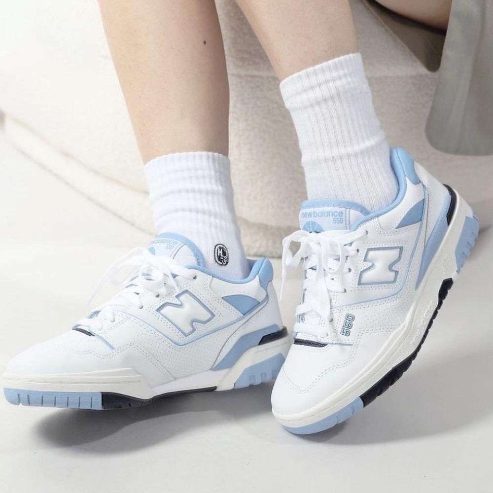 韓國kr代購 New balance 550 白綠 藏青色 復古籃球鞋 防滑 耐磨 NB550 輕便 BB550LWT-細節圖9