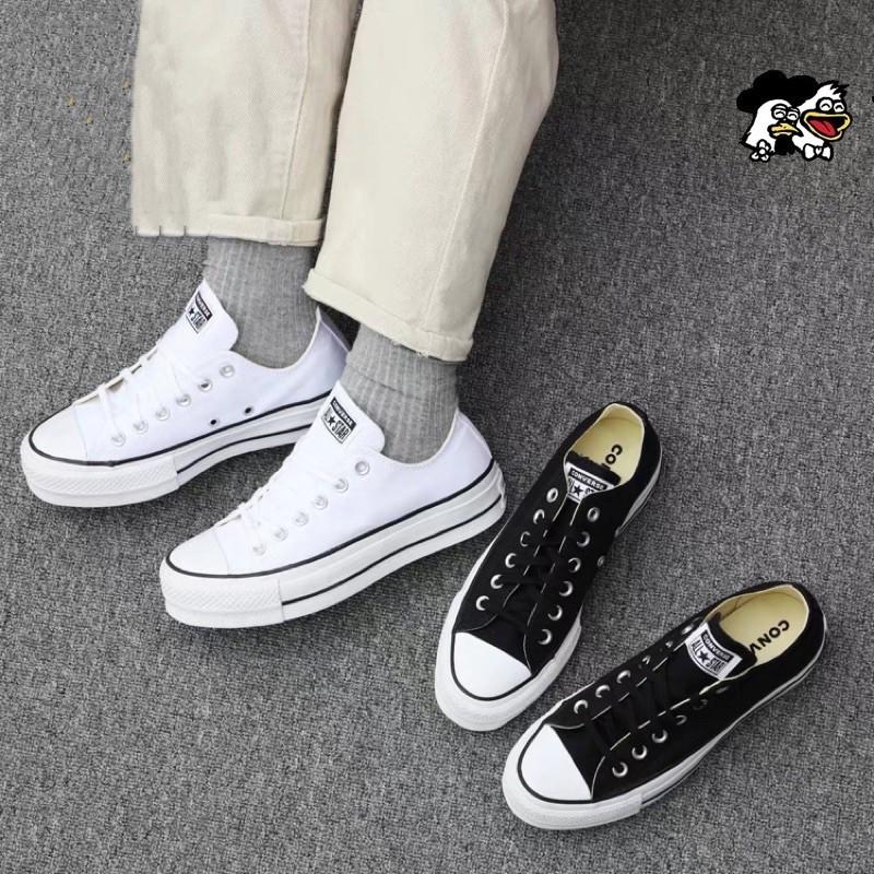 韓國代購 匡威 Converse all star lift 厚底白色 黑色 低筒帆布鞋 鬆糕底 女款 560251C-細節圖5