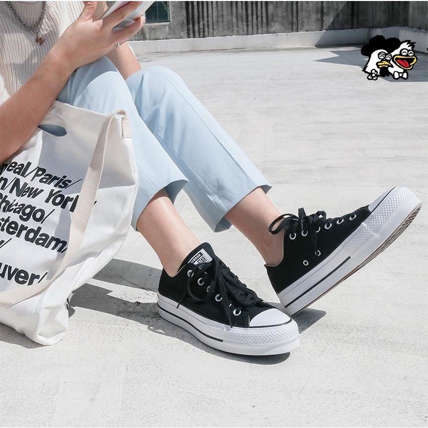 韓國代購 匡威 Converse all star lift 厚底白色 黑色 低筒帆布鞋 鬆糕底 女款 560251C-細節圖6