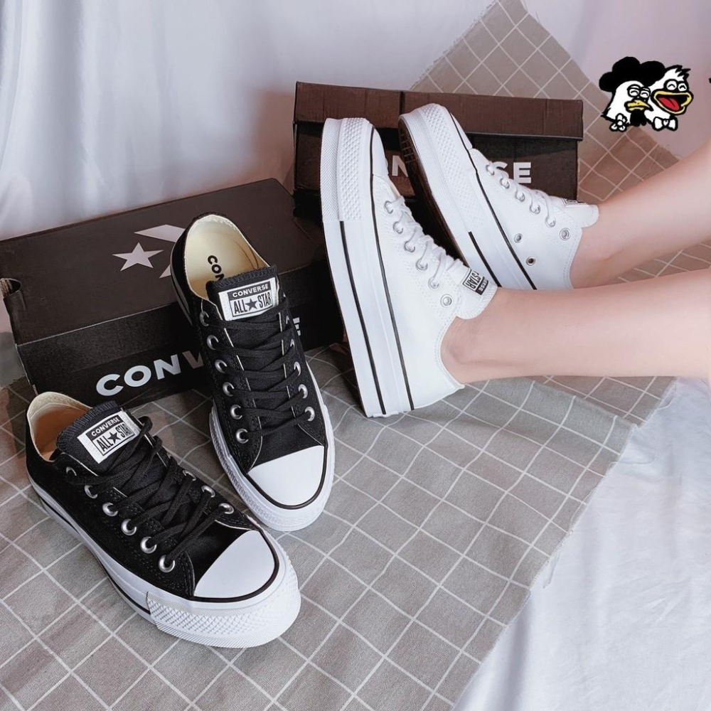 韓國代購 匡威 Converse all star lift 厚底白色 黑色 低筒帆布鞋 鬆糕底 女款 560251C-細節圖7