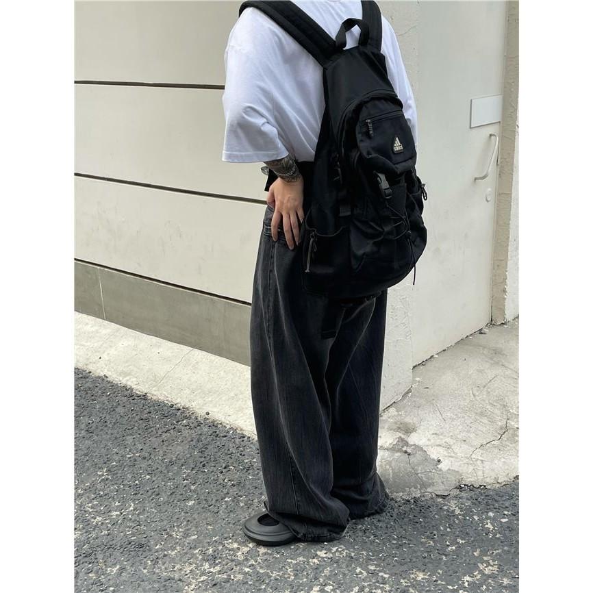 日係複古水洗做舊垂感拖地牛仔褲男秋季穿搭潮流寬鬆百搭闊腿長褲-細節圖2