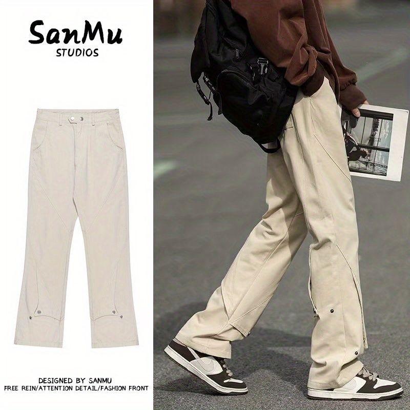 日係cityboy複古解構工裝褲男春秋新款美式高街直筒修身微喇褲子-細節圖2