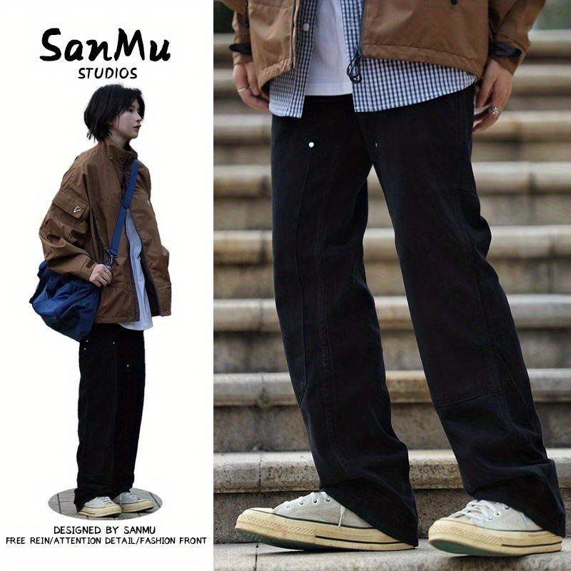 vibe風街頭伐木拖地工裝褲男女美式潮直筒高街顯瘦春秋複古休閒褲-細節圖2