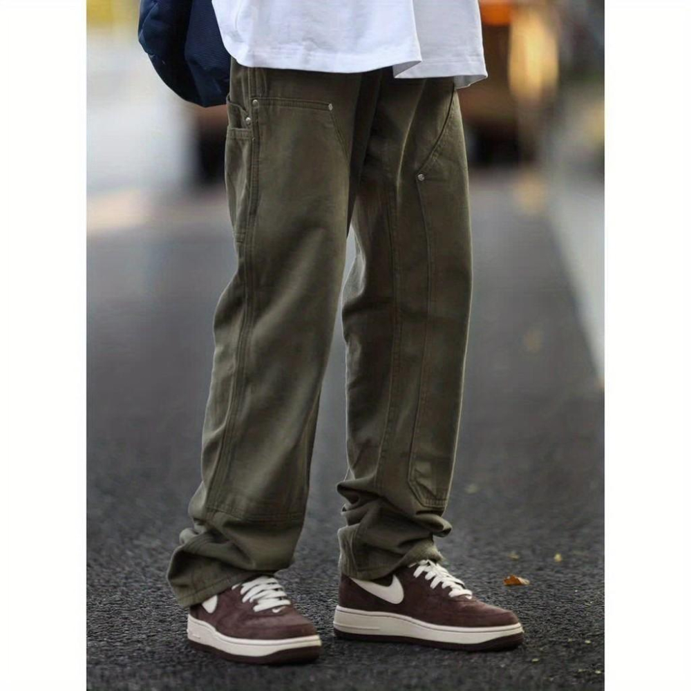 vibe風街頭伐木拖地工裝褲男女美式潮直筒高街顯瘦春秋複古休閒褲-細節圖3