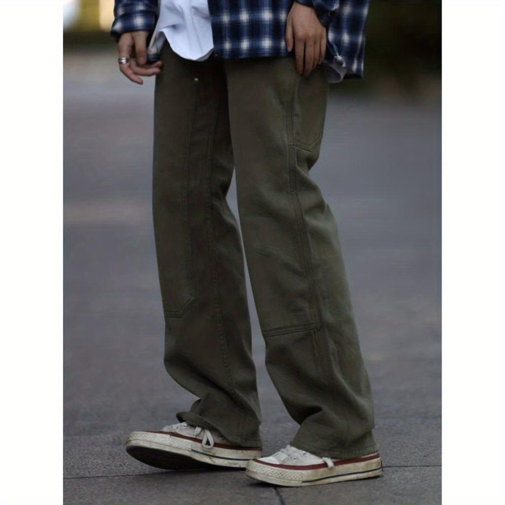 vibe風街頭伐木拖地工裝褲男女美式潮直筒高街顯瘦春秋複古休閒褲-細節圖4