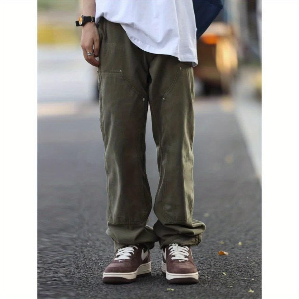 vibe風街頭伐木拖地工裝褲男女美式潮直筒高街顯瘦春秋複古休閒褲-細節圖6