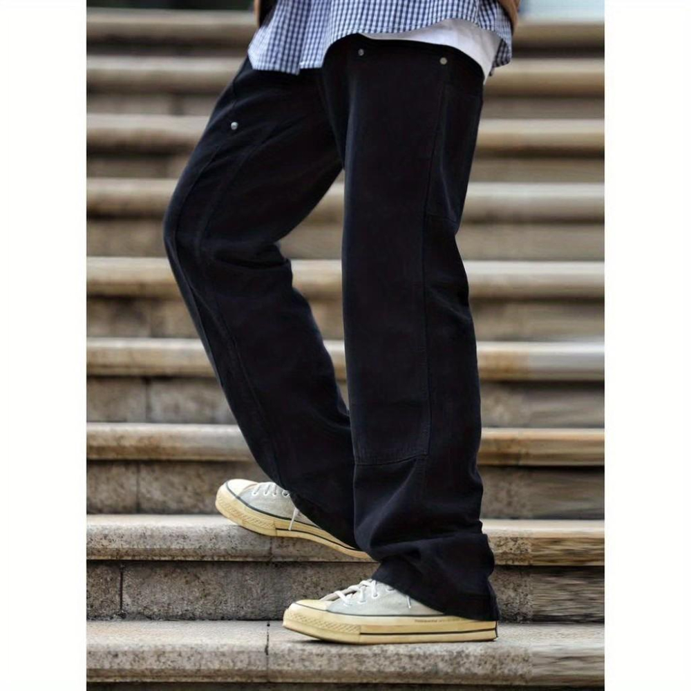 vibe風街頭伐木拖地工裝褲男女美式潮直筒高街顯瘦春秋複古休閒褲-細節圖7