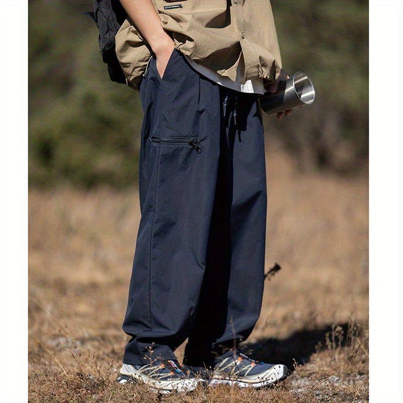 日係複古工裝褲藏青色褲子男夏季薄款休閒褲潮牌闊腿褲寬鬆直筒褲-細節圖4
