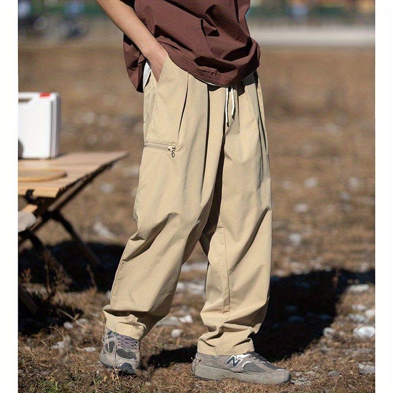 日係複古工裝褲藏青色褲子男夏季薄款休閒褲潮牌闊腿褲寬鬆直筒褲-細節圖5