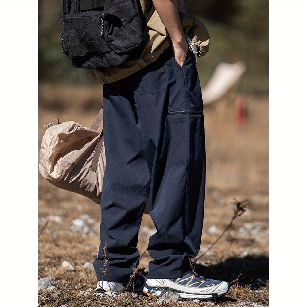 日係複古工裝褲藏青色褲子男夏季薄款休閒褲潮牌闊腿褲寬鬆直筒褲-細節圖6