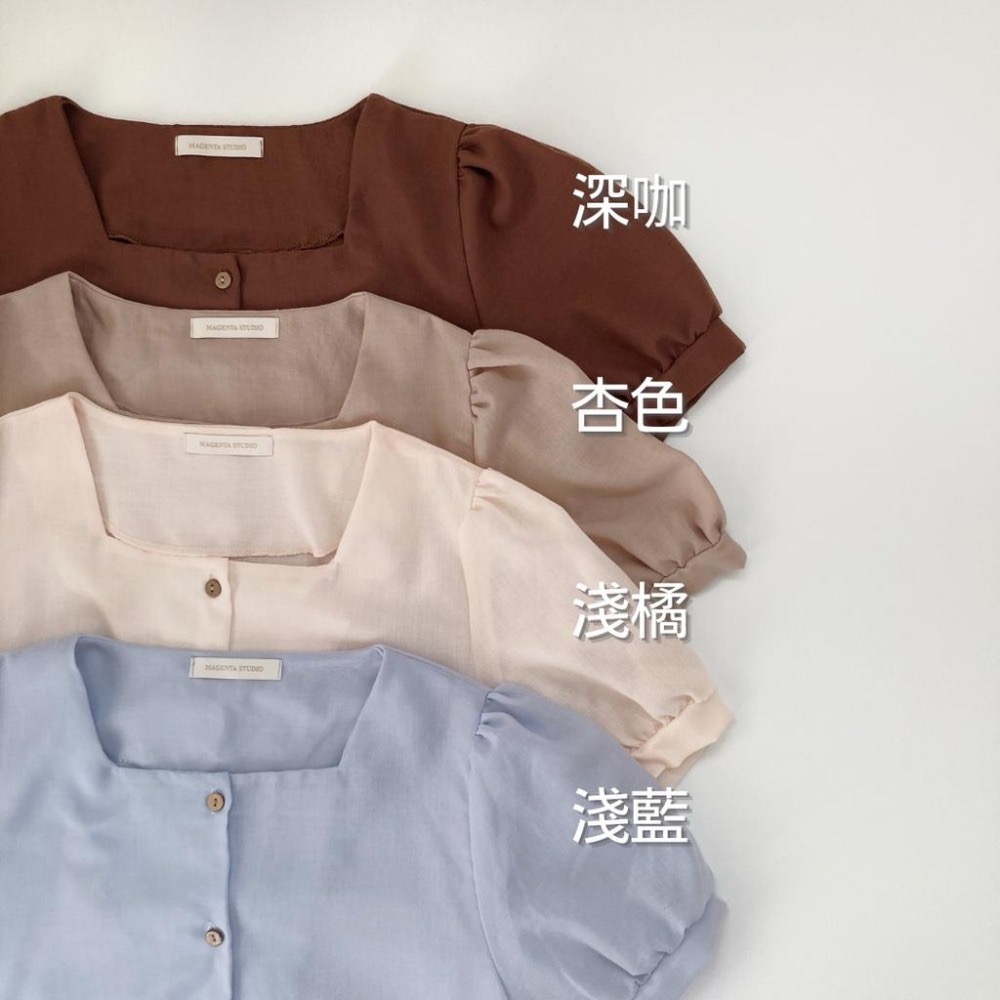 ｜ʜᴇʀꜱ｜現貨24H出貨！正韓🇰🇷方領公主袖排釦上衣 韓國代購 正韓上衣 氣質清新甜美 顯瘦 韓國 正韓女裝-細節圖2