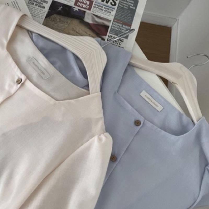 ｜ʜᴇʀꜱ｜現貨24H出貨！正韓🇰🇷方領公主袖排釦上衣 韓國代購 正韓上衣 氣質清新甜美 顯瘦 韓國 正韓女裝-細節圖5