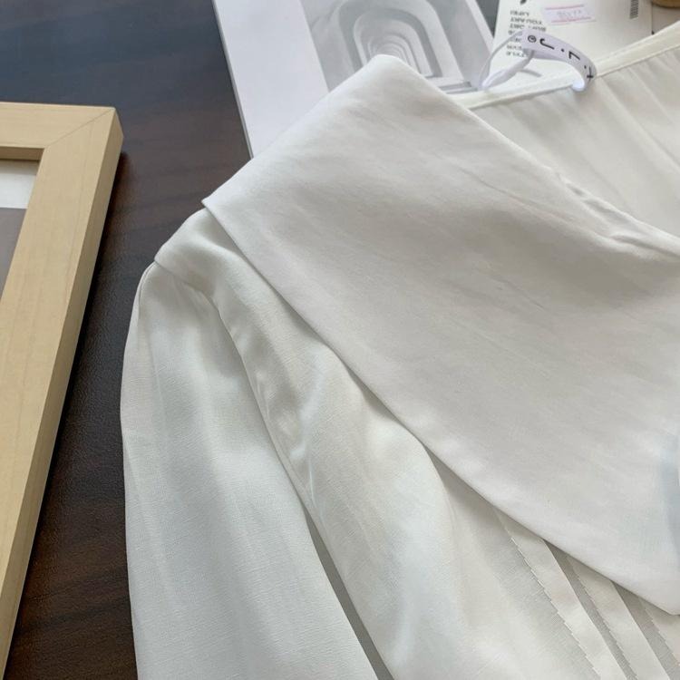 ｜ʜᴇʀꜱ｜現貨24H出貨！日系垂墜感娃娃領雪紡襯衫 寬鬆 顯瘦 百搭 甜美 小清新 短袖 長袖 襯衫 上衣 韓國女裝-細節圖7