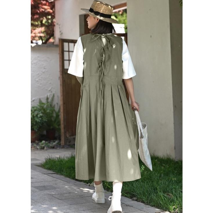 ｜ʜᴇʀꜱ｜現貨24H出貨！日系圓領無袖百摺吊帶裙 四季可穿 寬鬆 百搭 顯瘦 學院風 連衣裙 長裙 洋裝 百褶裙-細節圖5