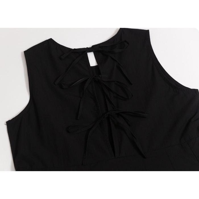 ｜ʜᴇʀꜱ｜現貨24H出貨！日系圓領無袖百摺吊帶裙 四季可穿 寬鬆 百搭 顯瘦 學院風 連衣裙 長裙 洋裝 百褶裙-細節圖6