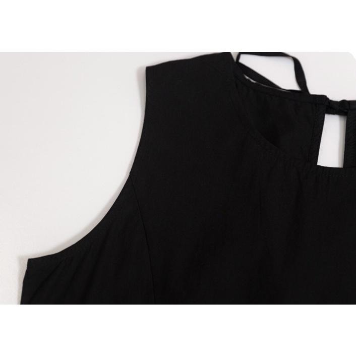 ｜ʜᴇʀꜱ｜現貨24H出貨！日系圓領無袖百摺吊帶裙 四季可穿 寬鬆 百搭 顯瘦 學院風 連衣裙 長裙 洋裝 百褶裙-細節圖8