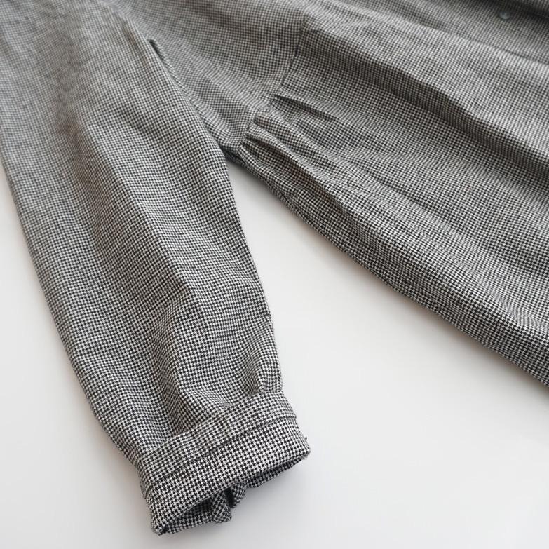 ｜ʜᴇʀꜱ｜現貨24H出貨！日系棉麻千鳥格娃娃領排釦長袖洋裝 秋冬 百搭 韓系 襯衫洋裝 長裙 韓國女裝-細節圖7