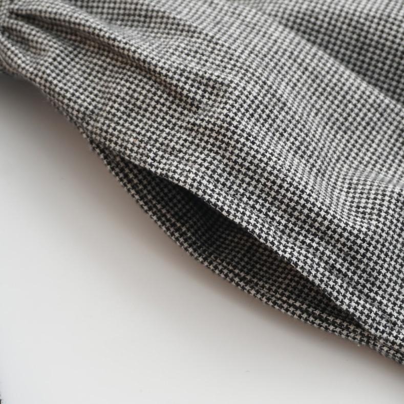 ｜ʜᴇʀꜱ｜現貨24H出貨！日系棉麻千鳥格娃娃領排釦長袖洋裝 秋冬 百搭 韓系 襯衫洋裝 長裙 韓國女裝-細節圖8