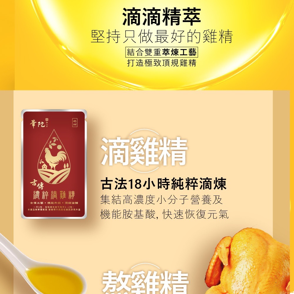 渼德堂－－－華陀古傳濃粹滴雞精/禮盒/送禮首選/魚膠原蛋白/雞中極品/無加一滴水/高吸收率/加熱即飲/可入菜-細節圖3