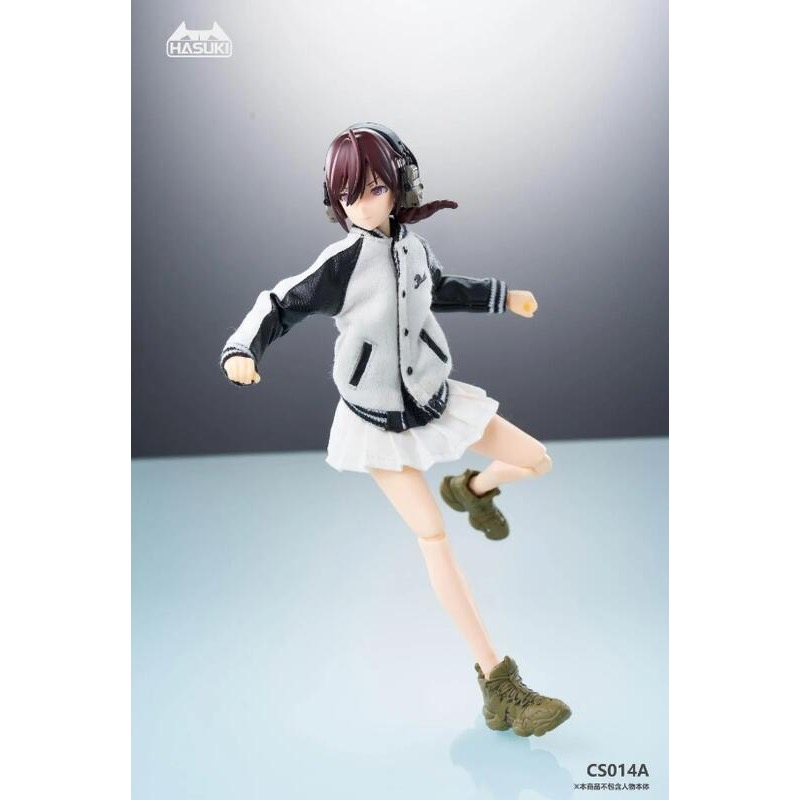 全新現貨 HASUKI 1/12 CS014 棒球衫 百褶裙 休閒套裝 機娘服裝包 完成品 黑白色-細節圖2