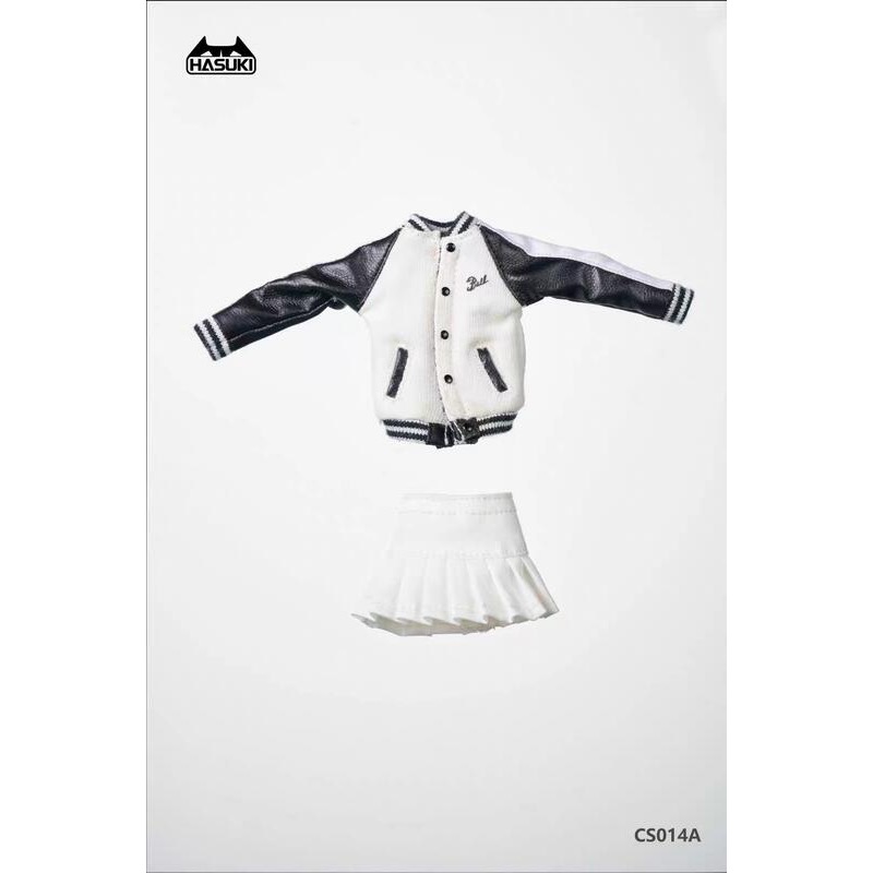 全新現貨 HASUKI 1/12 CS014 棒球衫 百褶裙 休閒套裝 機娘服裝包 完成品 黑白色-細節圖3