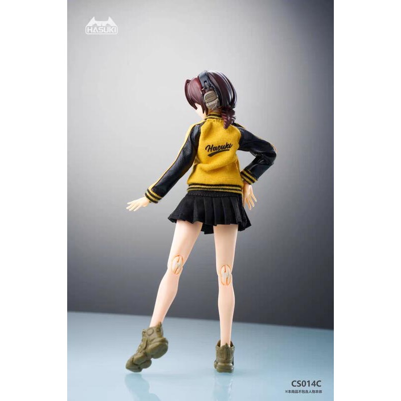 全新現貨 HASUKI 1/12 CS014 棒球衫 百褶裙 休閒套裝 機娘服裝包 完成品 黃黑色-細節圖2
