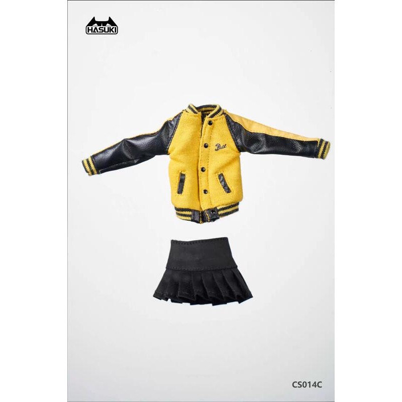 全新現貨 HASUKI 1/12 CS014 棒球衫 百褶裙 休閒套裝 機娘服裝包 完成品 黃黑色-細節圖3