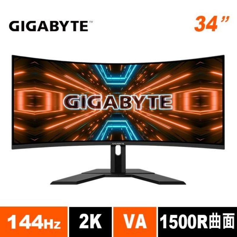 技嘉GIGABYTE螢幕 G34WQC A 34型 144Hz HDR400曲面電競螢幕