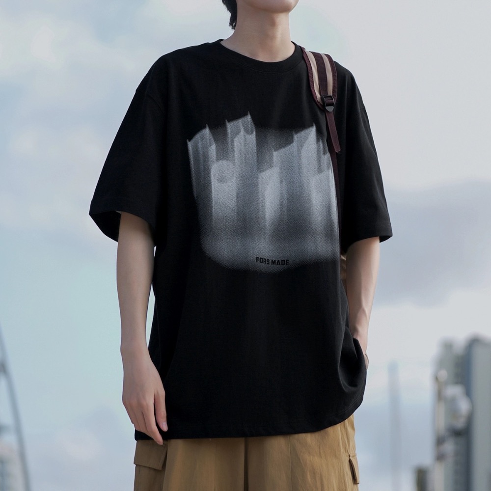 『SQ man』重磅印花T恤 純棉寬鬆美式男-細節圖4