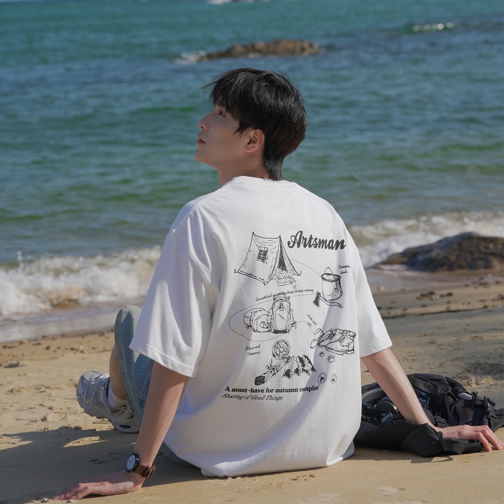 『SQ man』重磅純棉印花T恤 短袖男夏季半袖-細節圖3