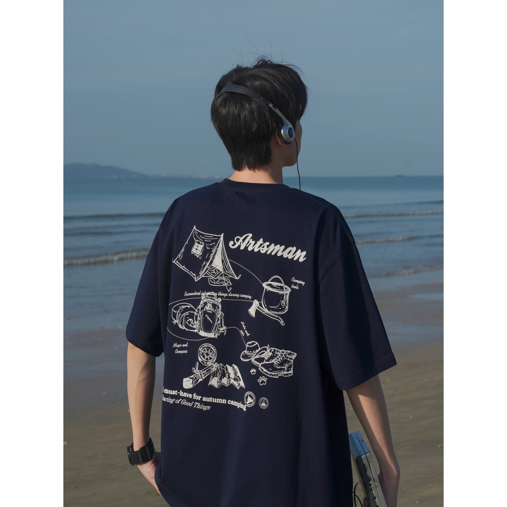 『SQ man』重磅純棉印花T恤 短袖男夏季半袖-細節圖4