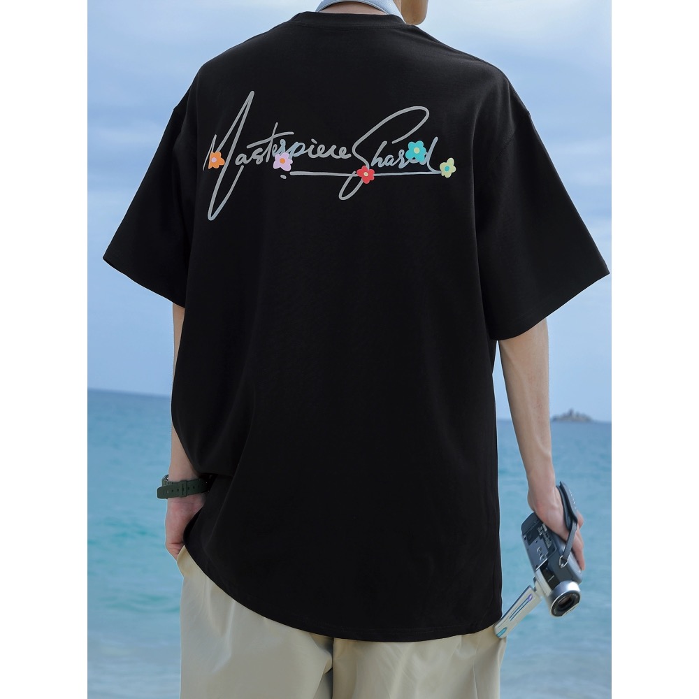 『SQ man』重磅純棉休閒短T 新款發泡印花青春年少感-細節圖2